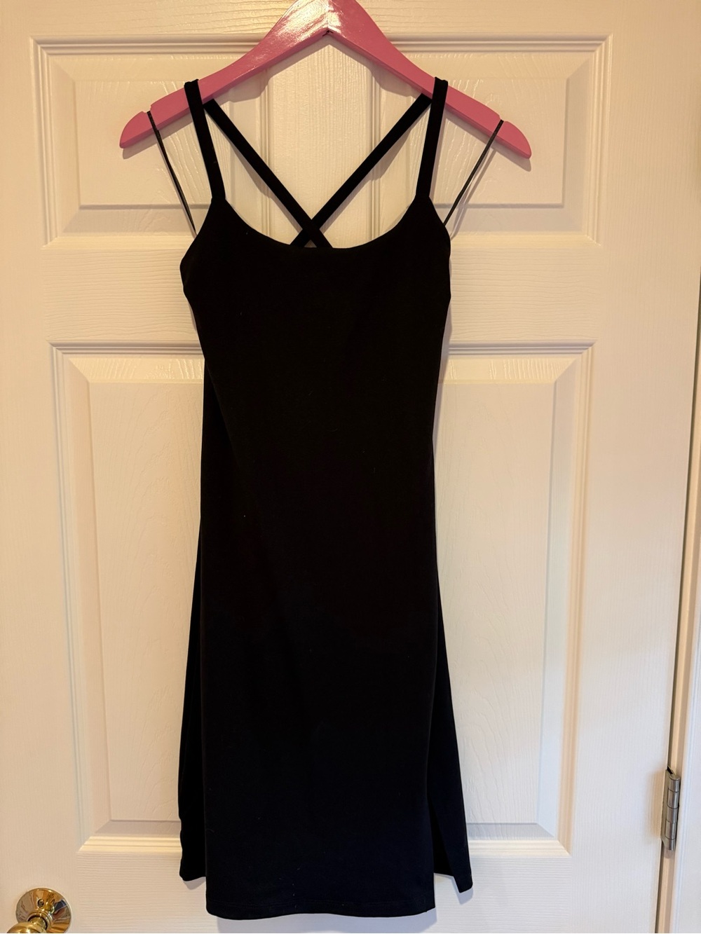 Susana Monaco Black Mini Dress with Crisscross Straps and front Slit